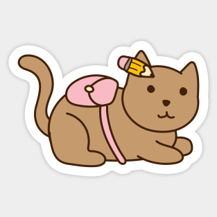 Cute School Cat Sticker